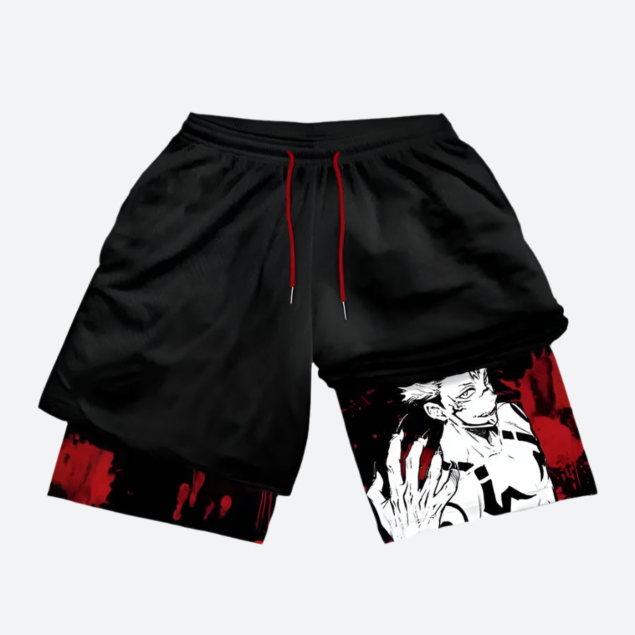 Anime Graphic Mesh Sports Shorts