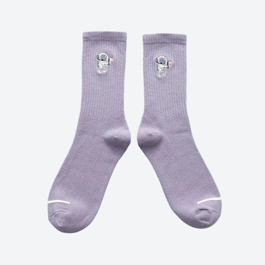 Astronaut Embroidered Casual Socks