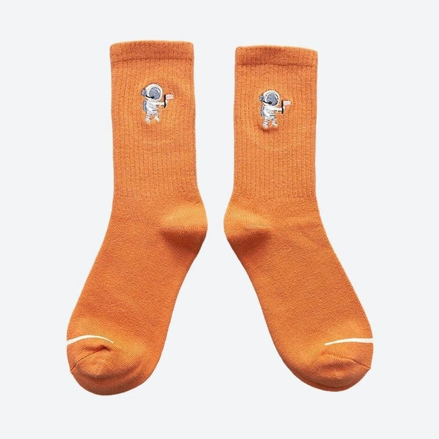 Astronaut Embroidered Casual Socks