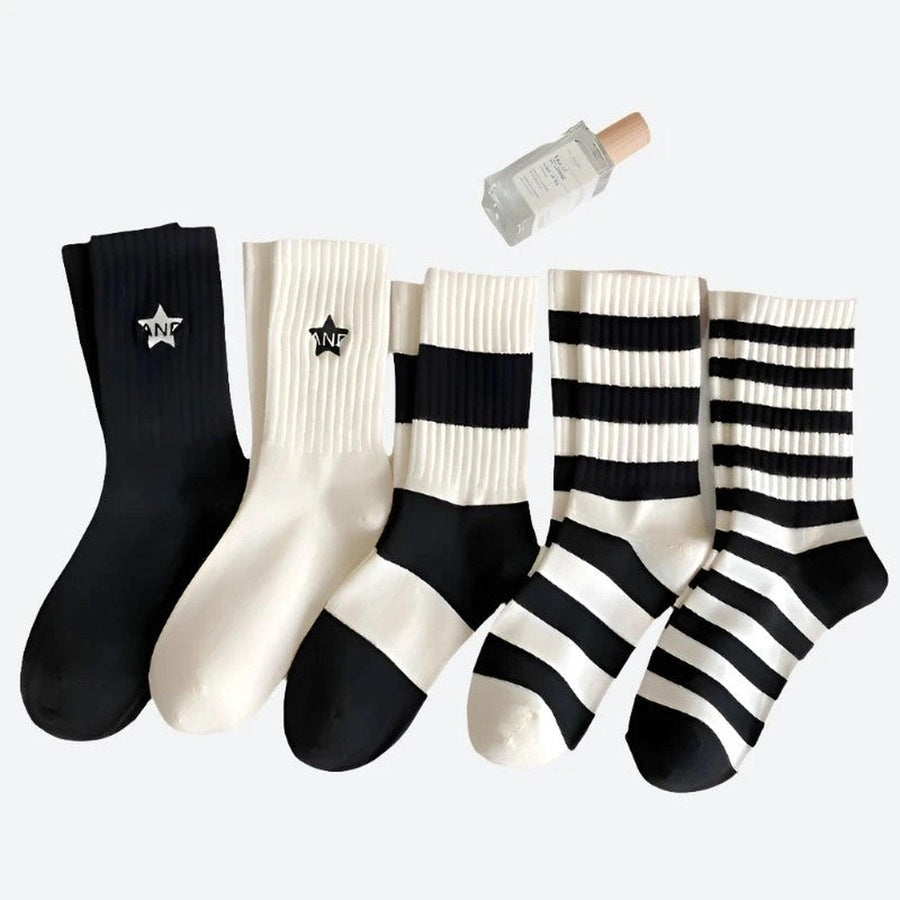 Black and White Striped Socks Set