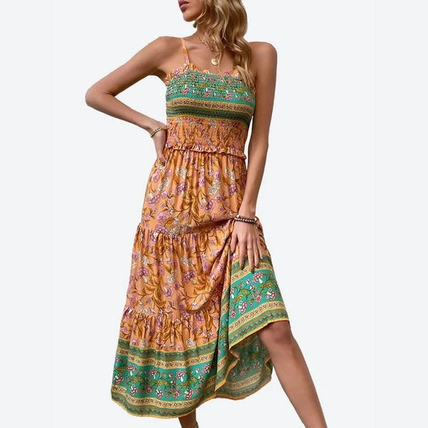 Bohemian Floral Print Maxi Dresses