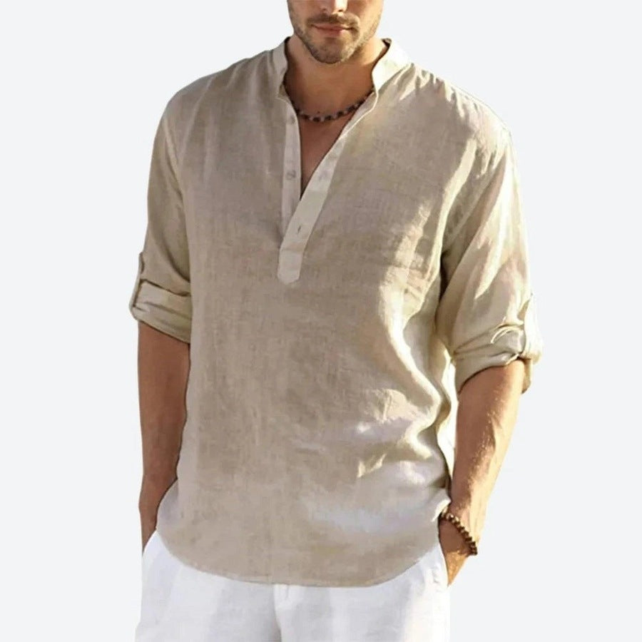 Breezy Linen Blend Henley Shirts