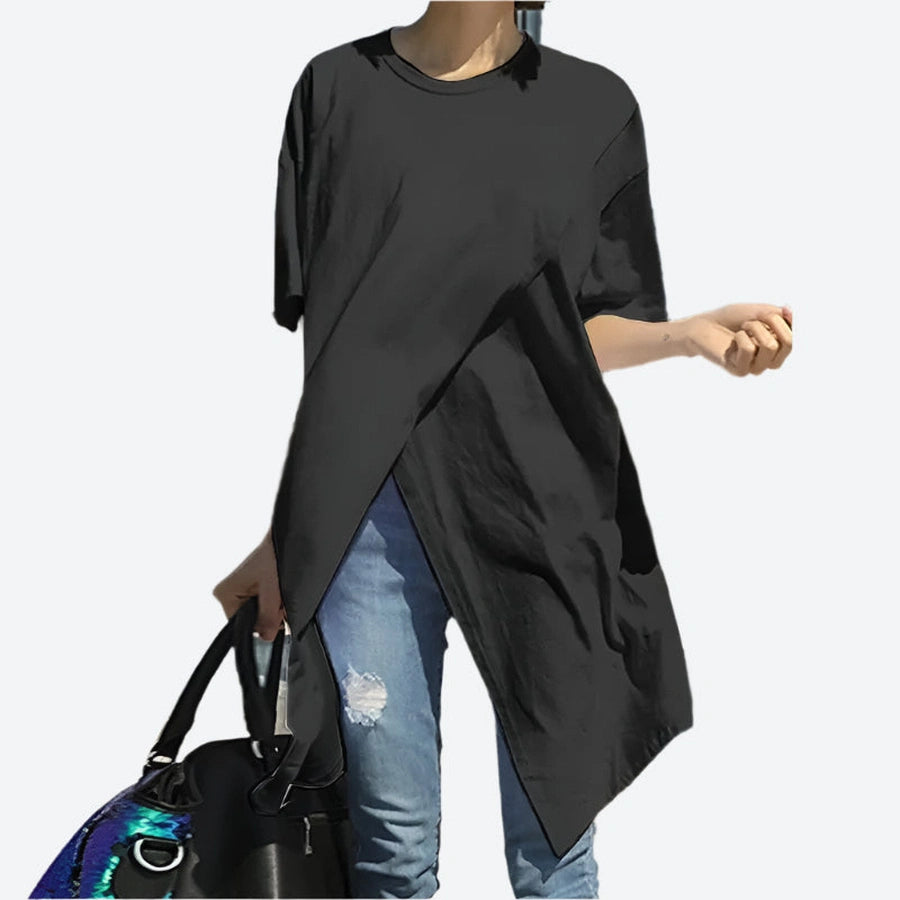 Casual Asymmetrical Hem Oversized T-Shirts