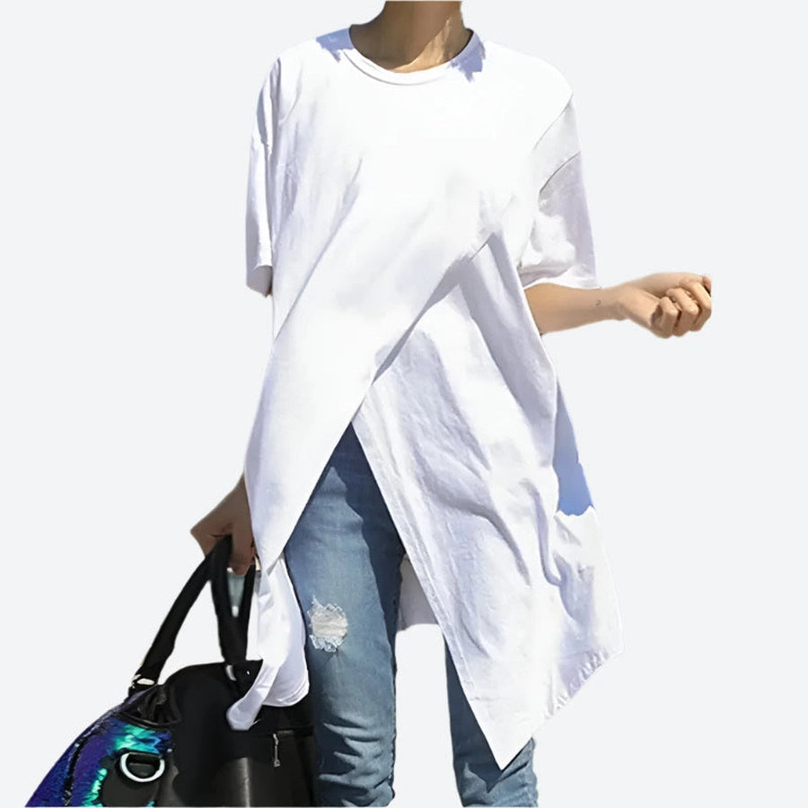 Casual Asymmetrical Hem Oversized T-Shirts