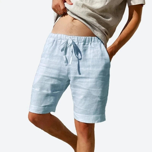 Casual Drawstring Linen Blend Shorts