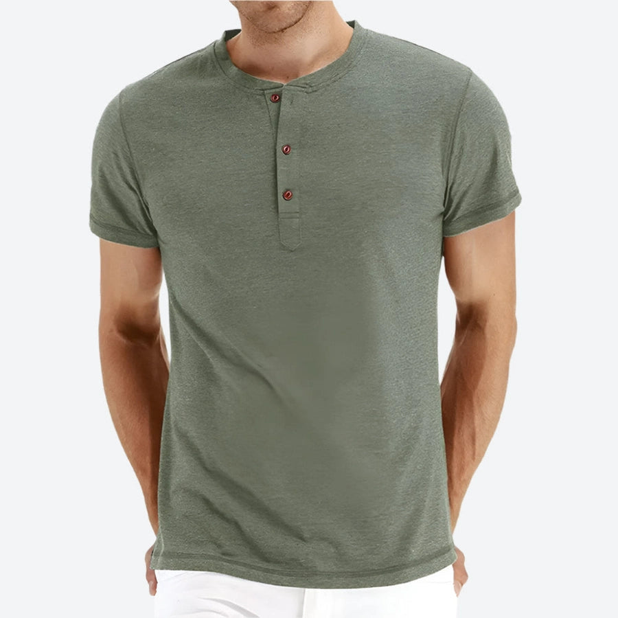 Casual Short-Sleeve Button Henley Shirts