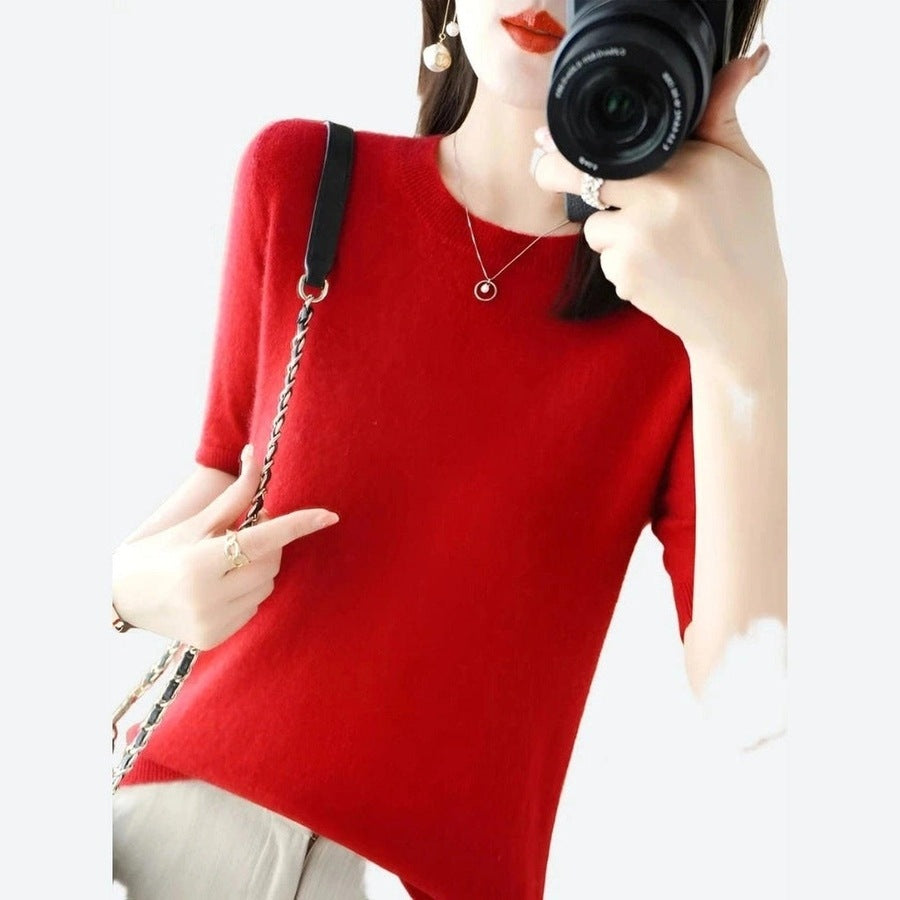 Casual Short Sleeve Knit Sweaters