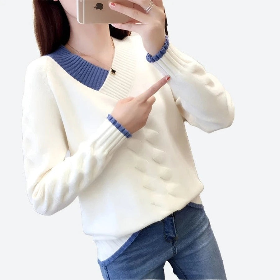 Casual V-Neck Knitted Sweaters