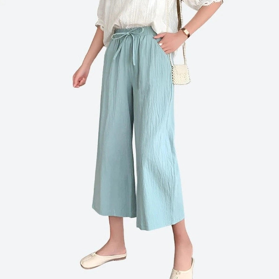 Casual Wide-Leg Elastic Waist Pants