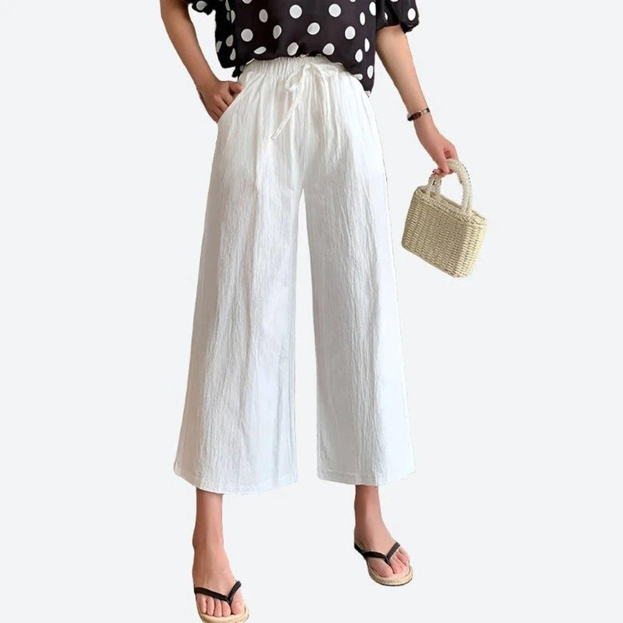 Casual Wide-Leg Elastic Waist Pants