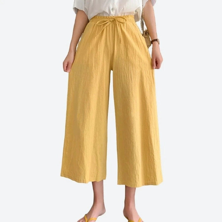 Casual Wide-Leg Elastic Waist Pants