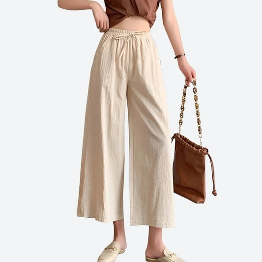 Casual Wide-Leg Elastic Waist Pants