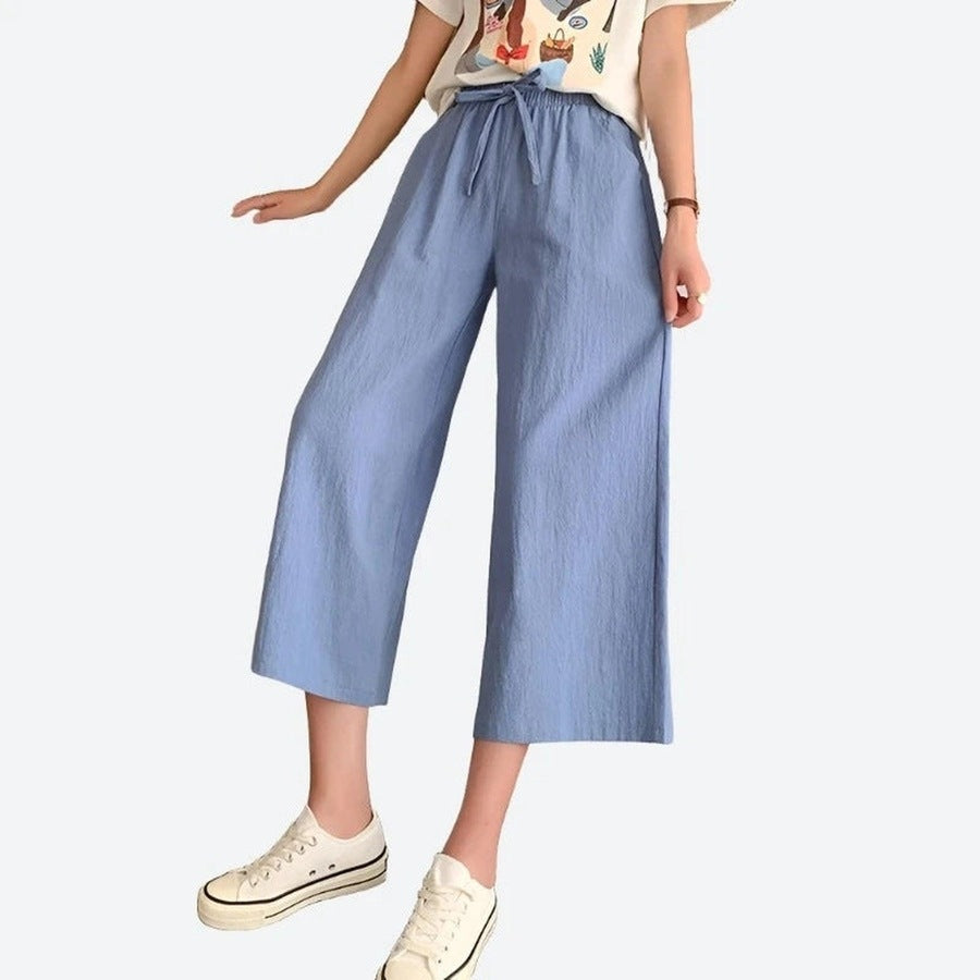 Casual Wide-Leg Elastic Waist Pants