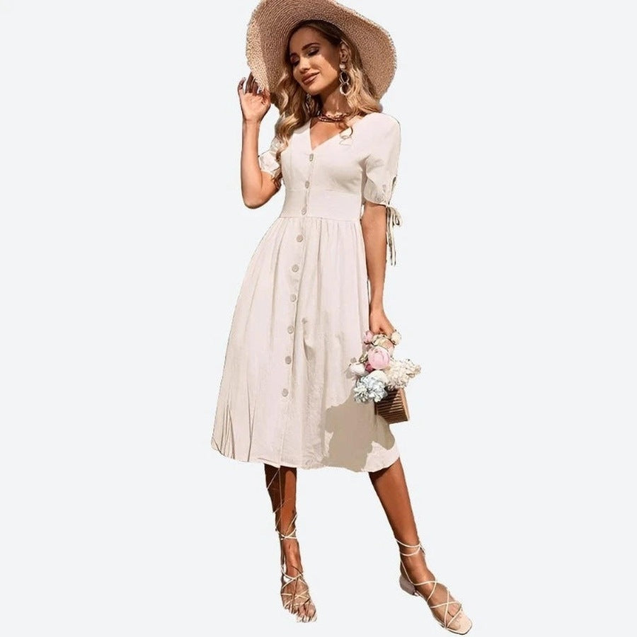 Chic Button-Down Midi Relaxed Fit Dresses