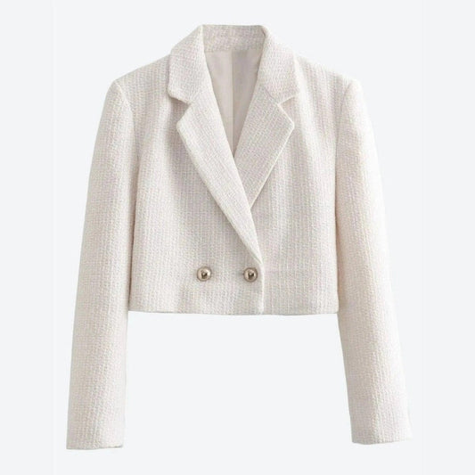 Chic Cropped Double-Breasted Blazer Jackets