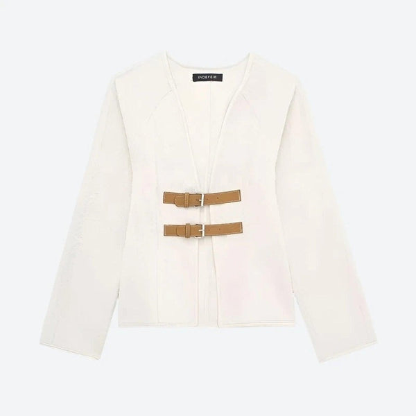 Chic Double-Buckle Open Blazers