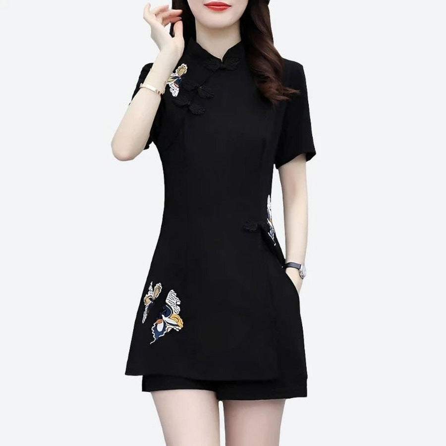 Chic Embroidered Short Sleeve Dresses