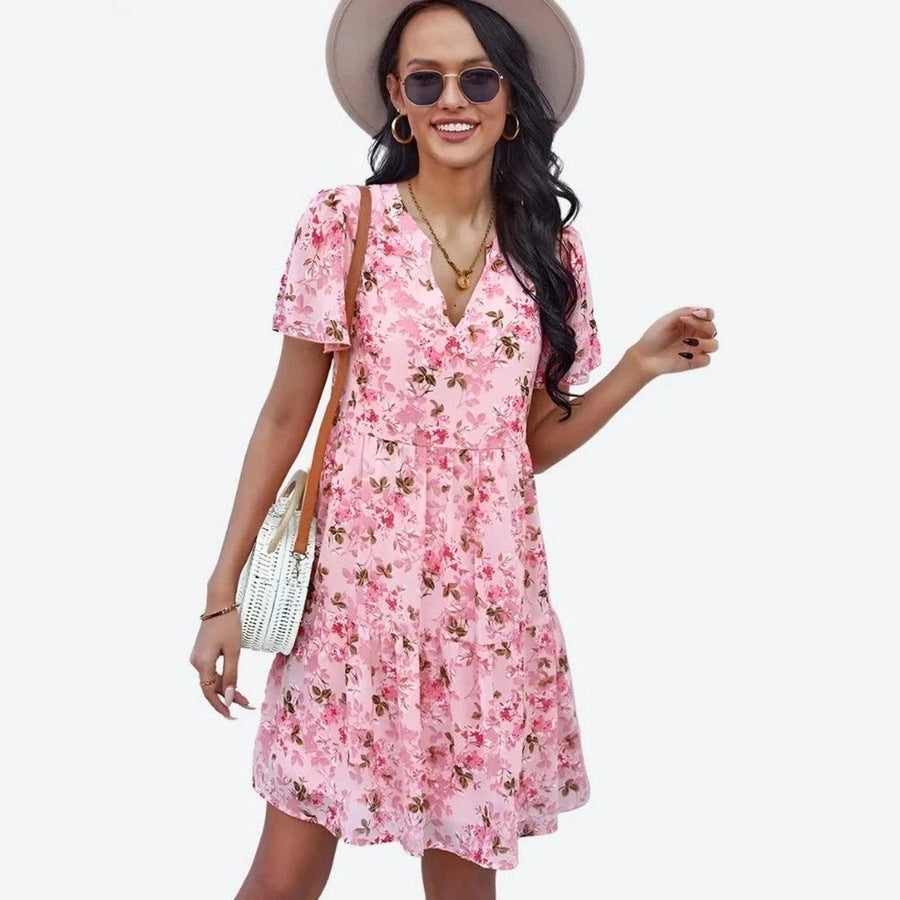 Chic Floral Tiered Relaxed Fit Dresses