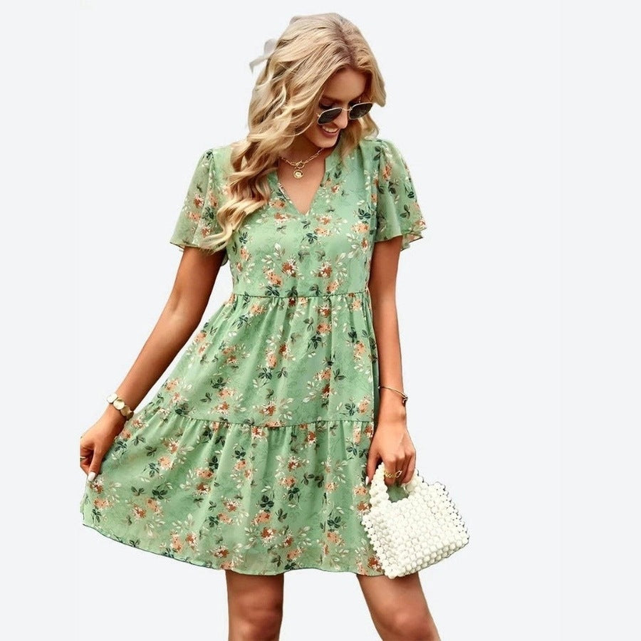 Chic Floral Tiered Relaxed Fit Dresses