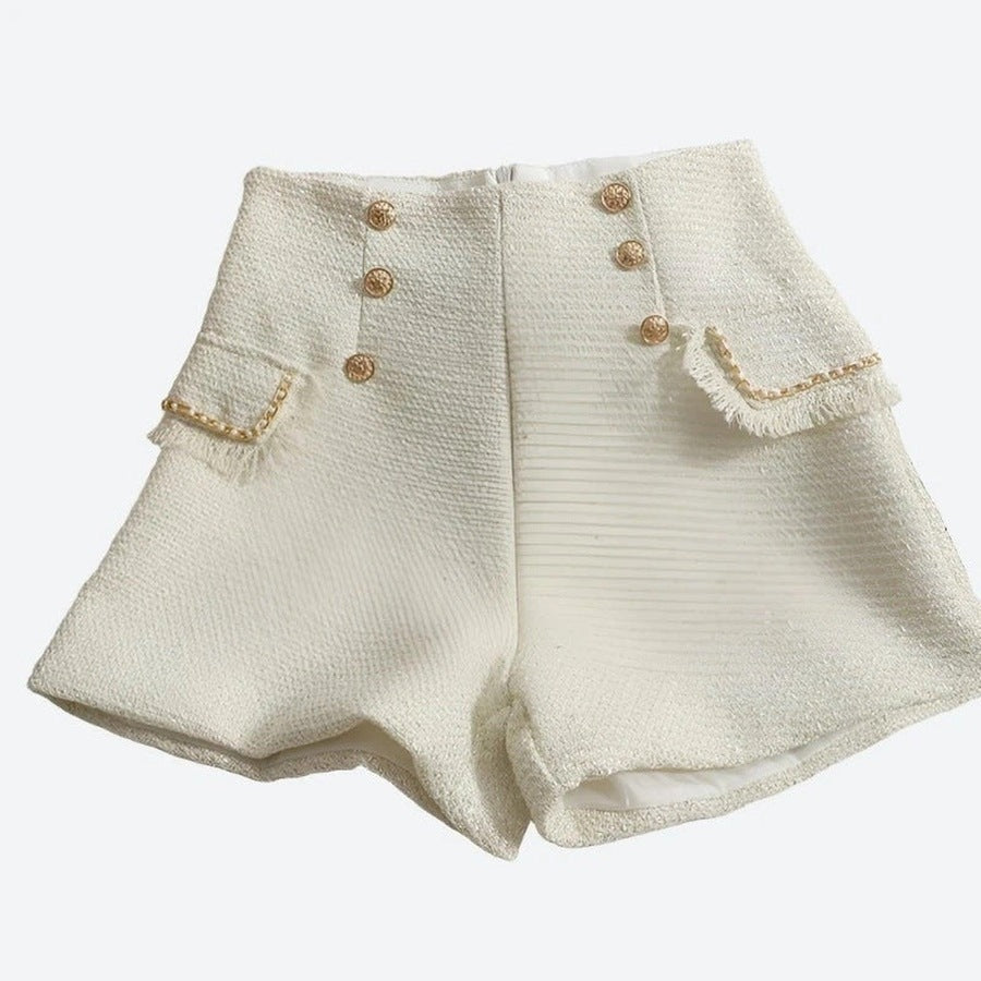 Chic High-Waist Tweed Shorts