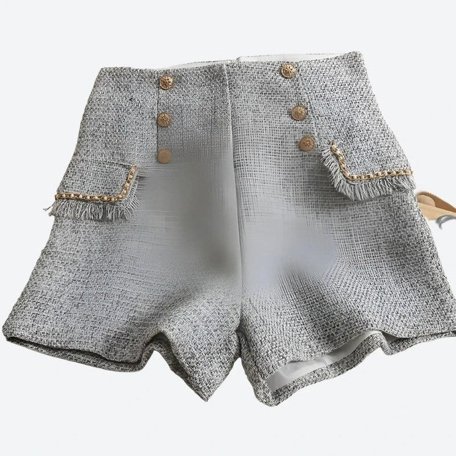 Chic High-Waist Tweed Shorts