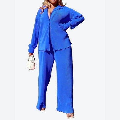 Chic Long-Sleeve Wide-Leg Pajama Set