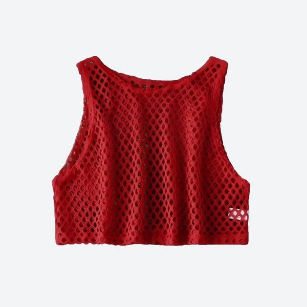 Chic Mesh Cropped Stylish Tops