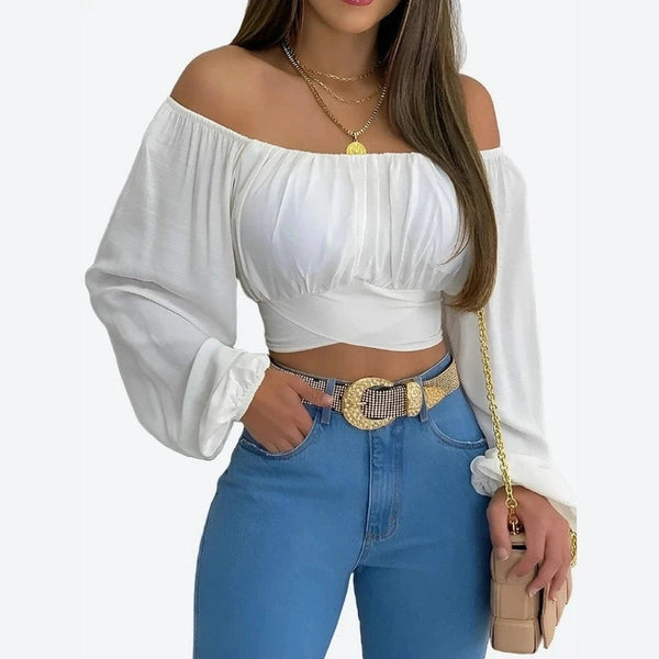 Chic Off-Shoulder Long Sleeve Blouses