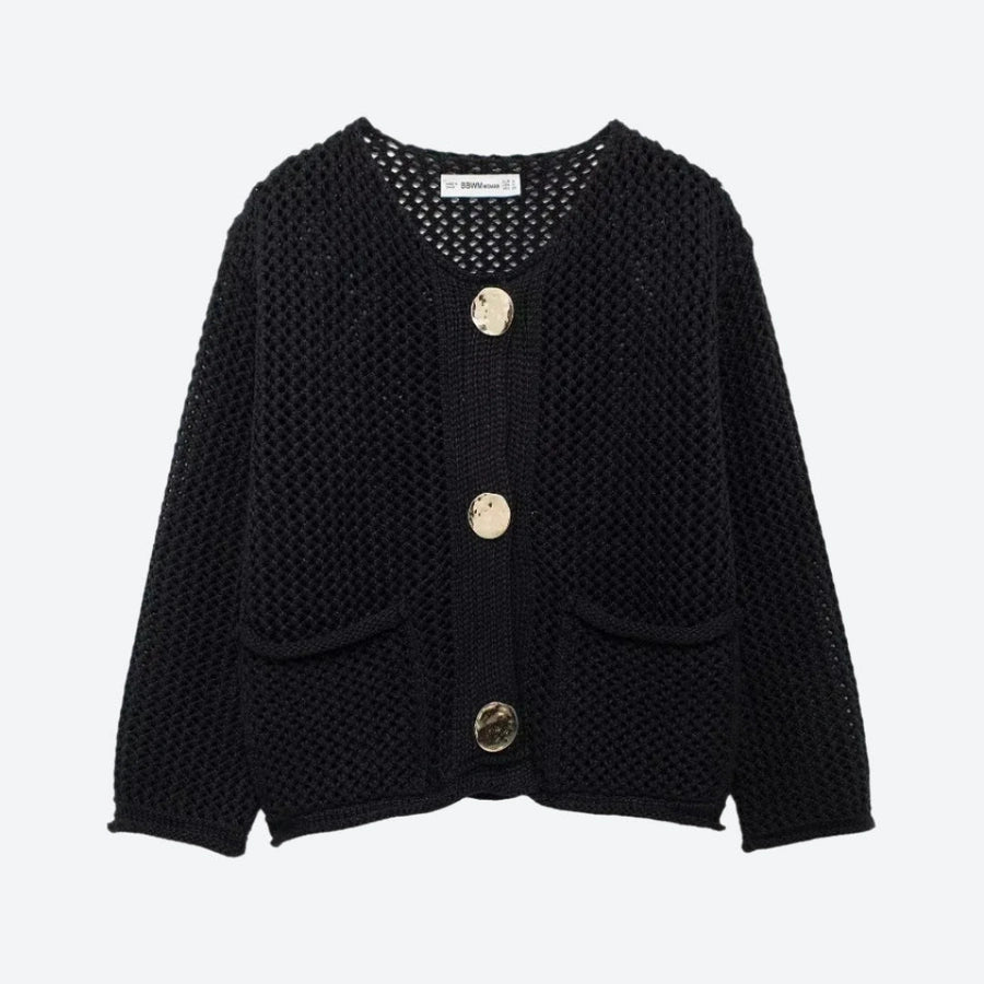 Chunky Knit Gold Button Cardigans