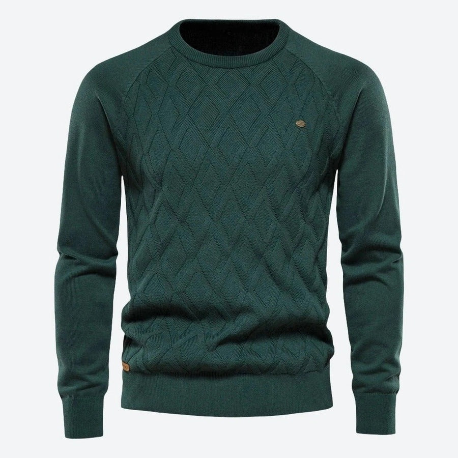 Classic Diamond-Pattern Long-Sleeve Sweaters