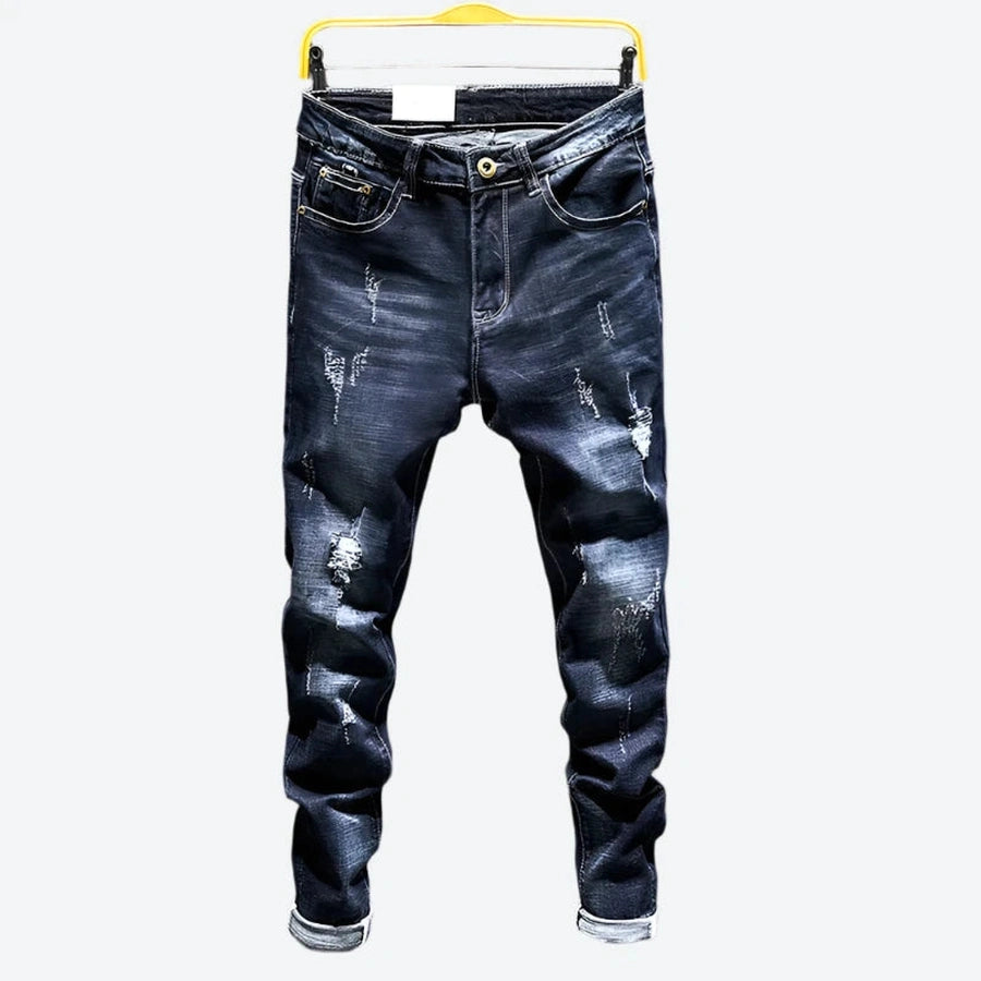 Classic Distressed Slim Fit Denim Jeans