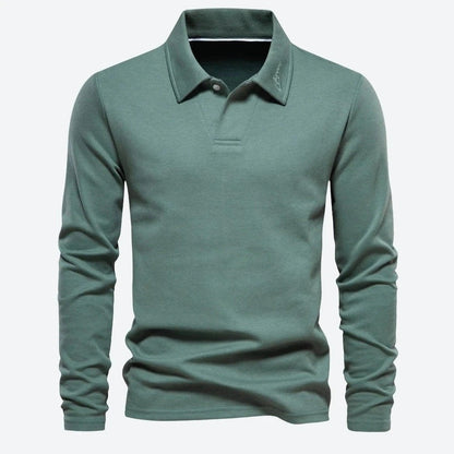 Classic Long-Sleeve Casual Polo Shirts