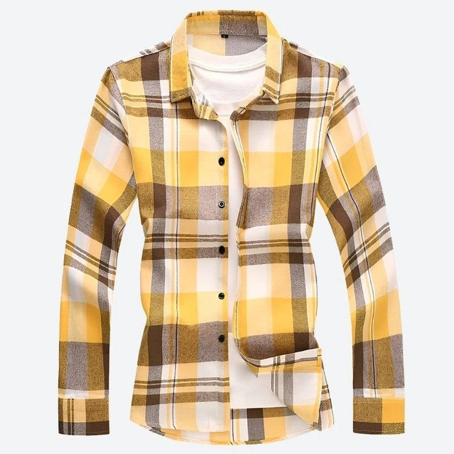 Classic Long-Sleeve Plaid Button Shirts