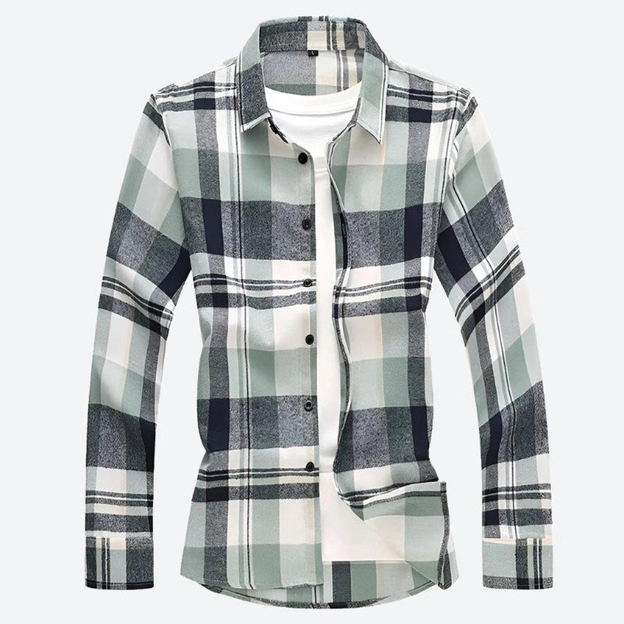 Classic Long-Sleeve Plaid Button Shirts