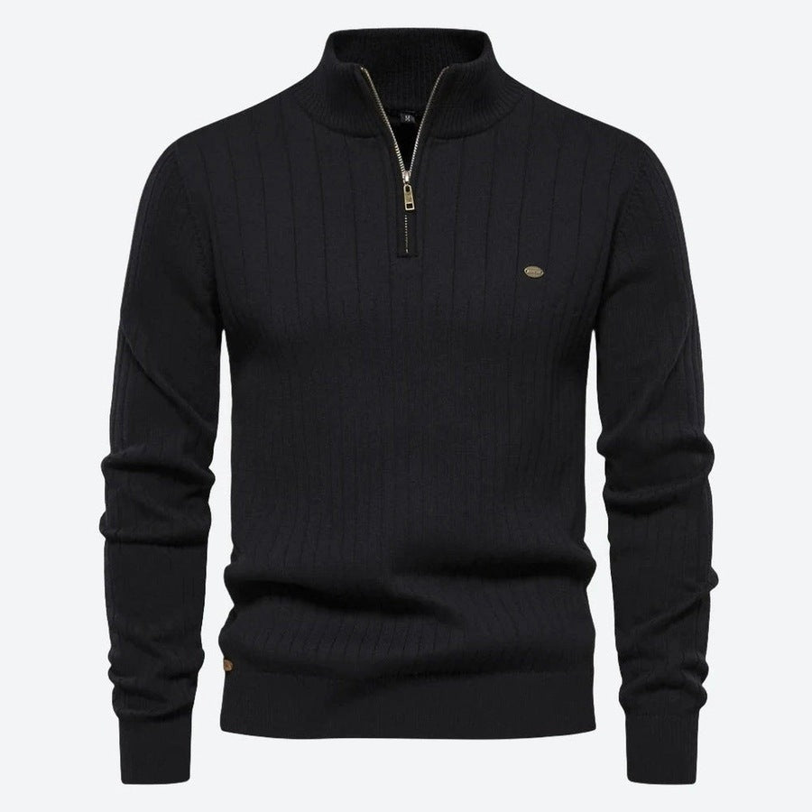 Classic Ribbed Quarter-Zip Knit Sweaters