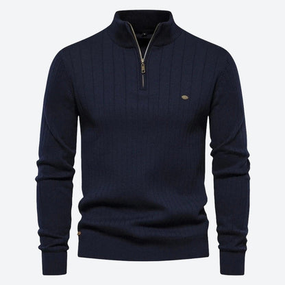 Classic Ribbed Quarter-Zip Knit Sweaters