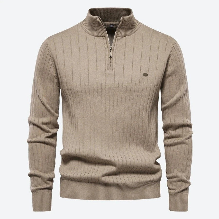 Classic Ribbed Quarter-Zip Knit Sweaters