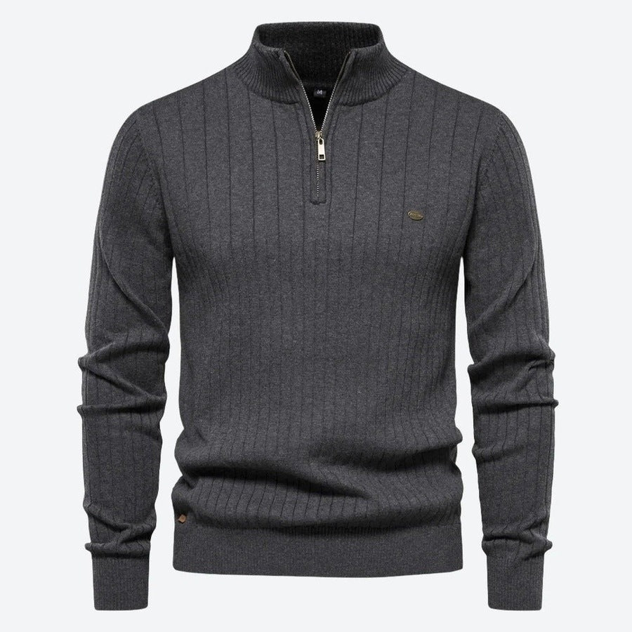 Classic Ribbed Quarter-Zip Knit Sweaters