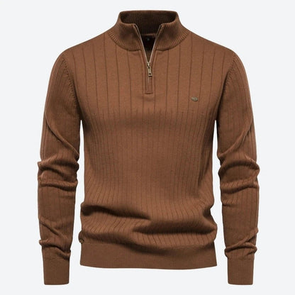 Classic Ribbed Quarter-Zip Knit Sweaters