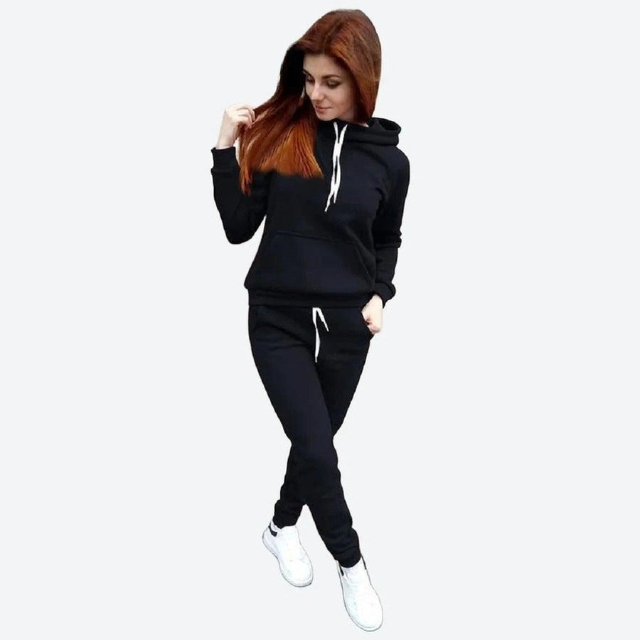 Classic Solid Color Hoodie Set