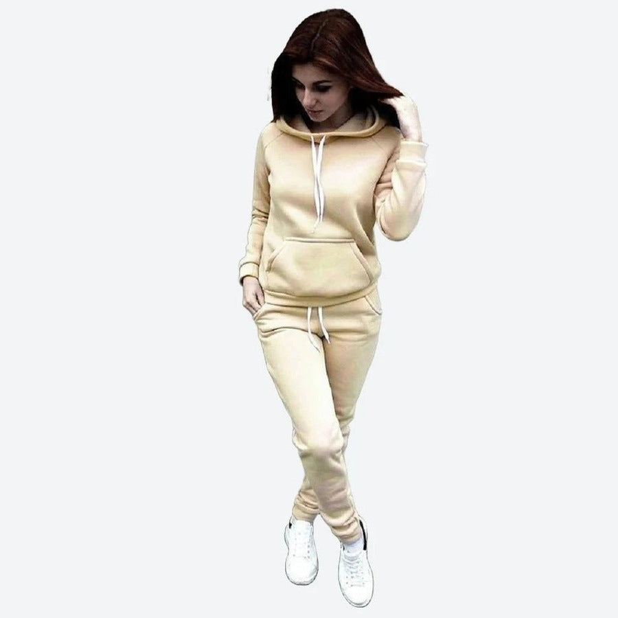 Classic Solid Color Hoodie Set