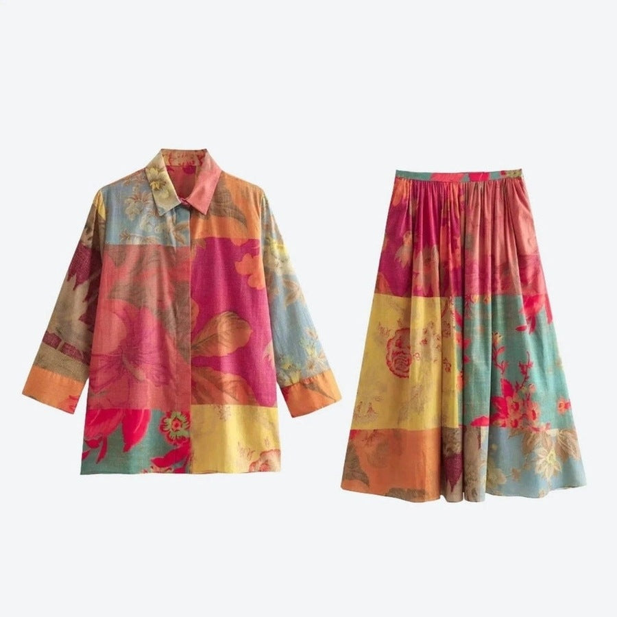 Colourful Patchwork Skirt Set