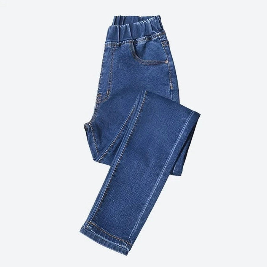 Comfortable Stretch High-Waisted Denim Trousers