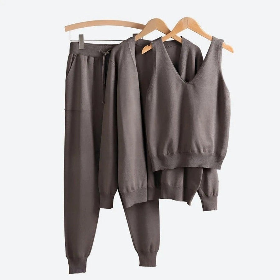 Comfortable Three-Piece Knit Loungewear Sets