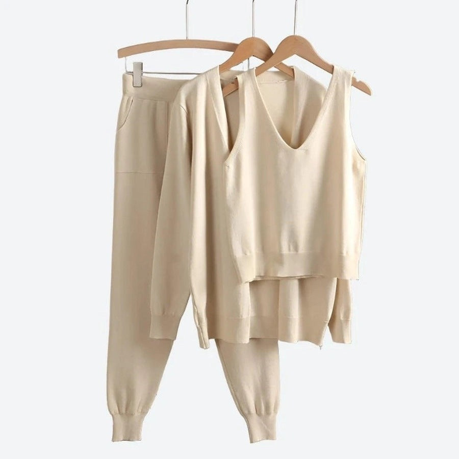 Comfortable Three-Piece Knit Loungewear Sets