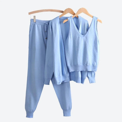 Comfortable Three-Piece Knit Loungewear Sets