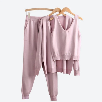 Comfortable Three-Piece Knit Loungewear Sets