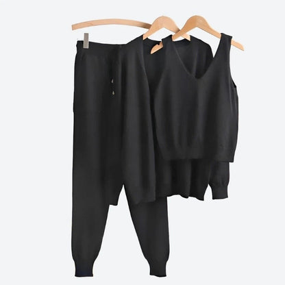 Comfortable Three-Piece Knit Loungewear Sets