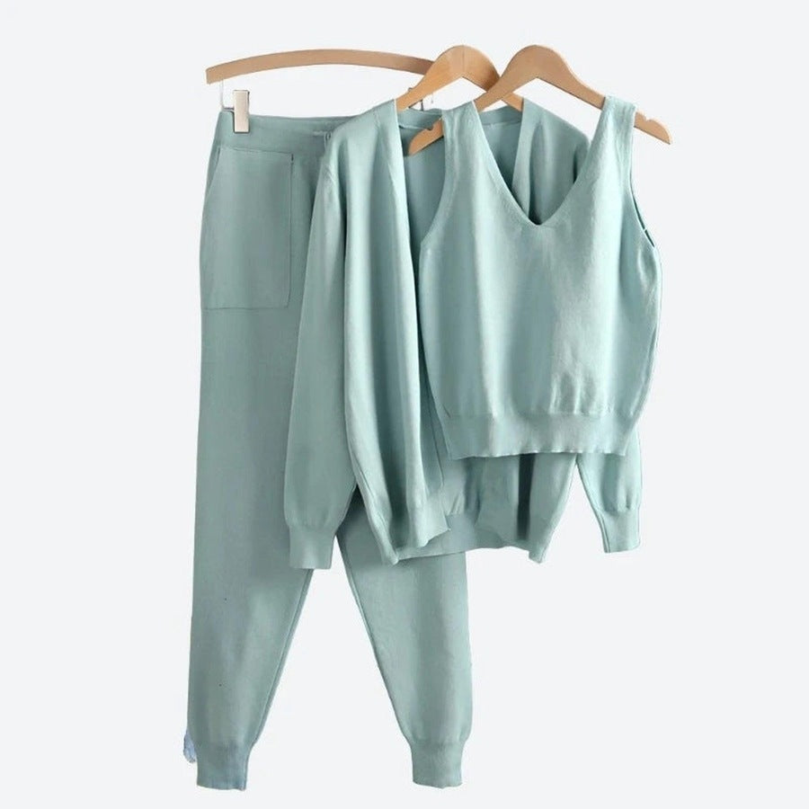 Comfortable Three-Piece Knit Loungewear Sets