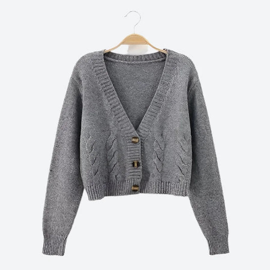 Cozy Cable-Knit Cropped Button Cardigans